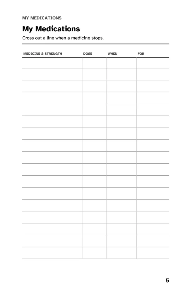 Medication Log Book: My Medications
